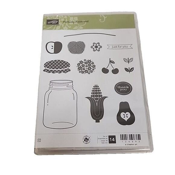 Stampin' Up! PERFECTLY PRESERVED Stamp Set of 14 1226692 Thank You Fruit Canning - Picture 1 of 4